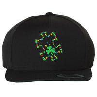 St. Patrick'S Day Autism Awareness Puzzle Piece Shamrock Wool Snapback Cap