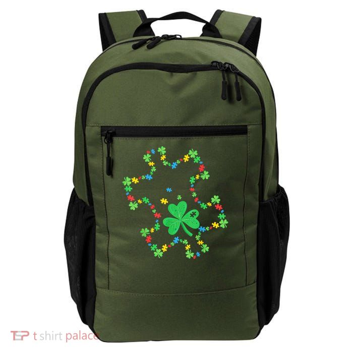 St. Patrick'S Day Autism Awareness Puzzle Piece Shamrock Backpack