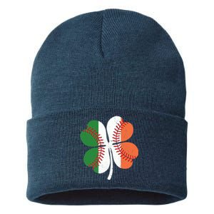 St Patricks Day Shamrock Baseball Gift Sustainable Knit Beanie