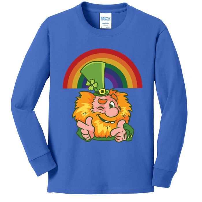 Saint Patrick's Day Rainbow Leprechaun Cool Gift Kids Long Sleeve Shirt