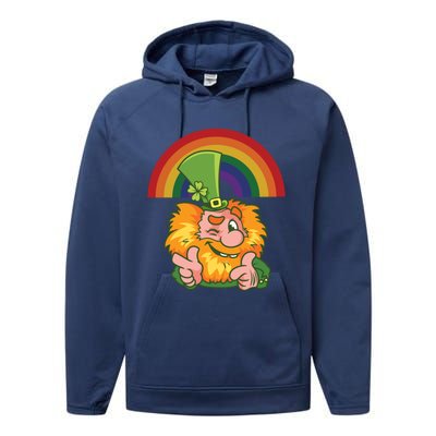 Saint Patrick's Day Rainbow Leprechaun Cool Gift Performance Fleece Hoodie