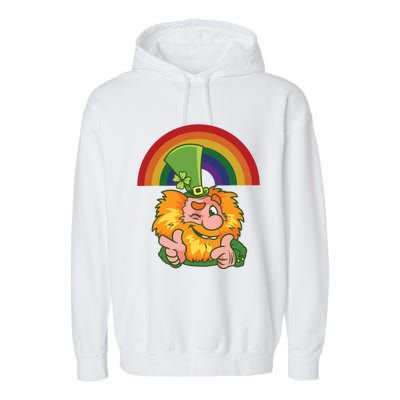 Saint Patrick's Day Rainbow Leprechaun Cool Gift Garment-Dyed Fleece Hoodie