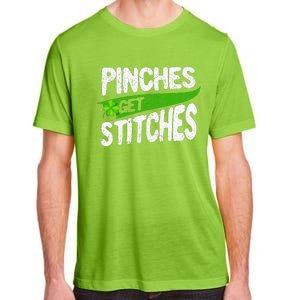 St Patricks Day Shamrock Lucky Irish Pinches Get Stitches Adult ChromaSoft Performance T-Shirt