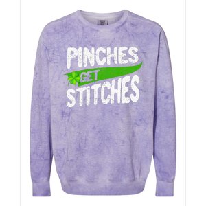 St Patricks Day Shamrock Lucky Irish Pinches Get Stitches Colorblast Crewneck Sweatshirt