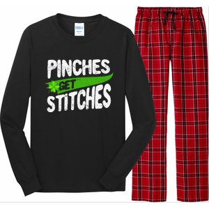 St Patricks Day Shamrock Lucky Irish Pinches Get Stitches Long Sleeve Pajama Set