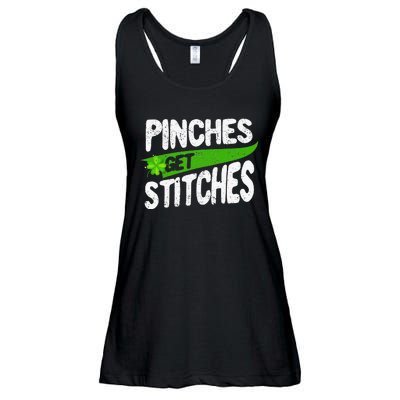 St Patricks Day Shamrock Lucky Irish Pinches Get Stitches Ladies Essential Flowy Tank