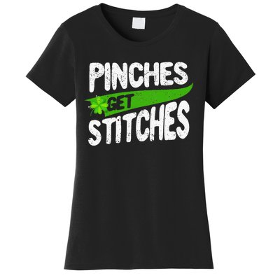 St Patricks Day Shamrock Lucky Irish Pinches Get Stitches Women's T-Shirt