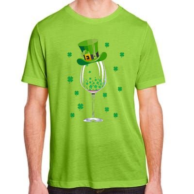 St Patricks Day Wine Irish Shamrock Wine Lovers Adult ChromaSoft Performance T-Shirt