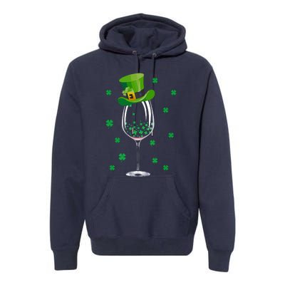 St Patricks Day Wine Irish Shamrock Wine Lovers Premium Hoodie