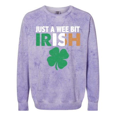 St Patrick's Day Just A Wee Bit Irish Ireland Flag Shamrock Great Gift Colorblast Crewneck Sweatshirt