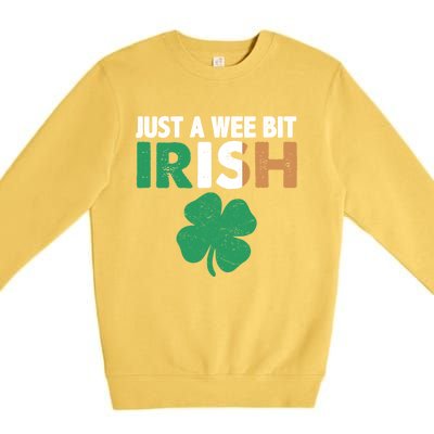 St Patrick's Day Just A Wee Bit Irish Ireland Flag Shamrock Great Gift Premium Crewneck Sweatshirt