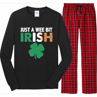 St Patrick's Day Just A Wee Bit Irish Ireland Flag Shamrock Great Gift Long Sleeve Pajama Set