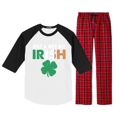 St Patrick's Day Just A Wee Bit Irish Ireland Flag Shamrock Great Gift Raglan Sleeve Pajama Set