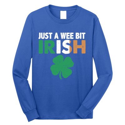 St Patrick's Day Just A Wee Bit Irish Ireland Flag Shamrock Great Gift Long Sleeve Shirt