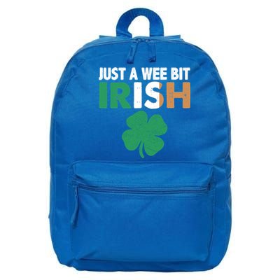 St Patrick's Day Just A Wee Bit Irish Ireland Flag Shamrock Great Gift 16 in Basic Backpack