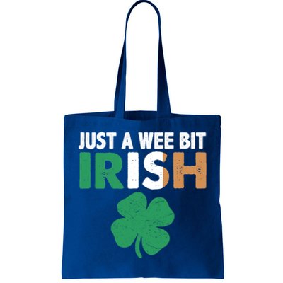 St Patrick's Day Just A Wee Bit Irish Ireland Flag Shamrock Great Gift Tote Bag