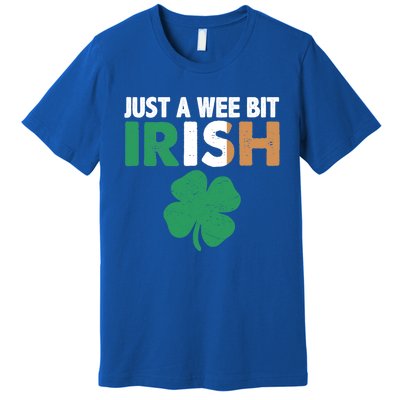 St Patrick's Day Just A Wee Bit Irish Ireland Flag Shamrock Great Gift Premium T-Shirt