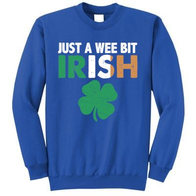 St Patrick's Day Just A Wee Bit Irish Ireland Flag Shamrock Great Gift Tall Sweatshirt