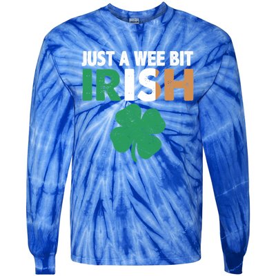 St Patrick's Day Just A Wee Bit Irish Ireland Flag Shamrock Great Gift Tie-Dye Long Sleeve Shirt