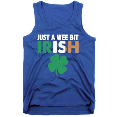 St Patrick's Day Just A Wee Bit Irish Ireland Flag Shamrock Great Gift Tank Top