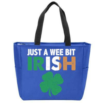 St Patrick's Day Just A Wee Bit Irish Ireland Flag Shamrock Great Gift Zip Tote Bag