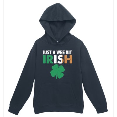 St Patrick's Day Just A Wee Bit Irish Ireland Flag Shamrock Great Gift Urban Pullover Hoodie