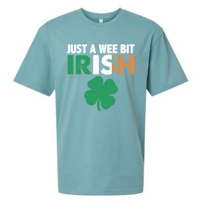 St Patrick's Day Just A Wee Bit Irish Ireland Flag Shamrock Great Gift Sueded Cloud Jersey T-Shirt