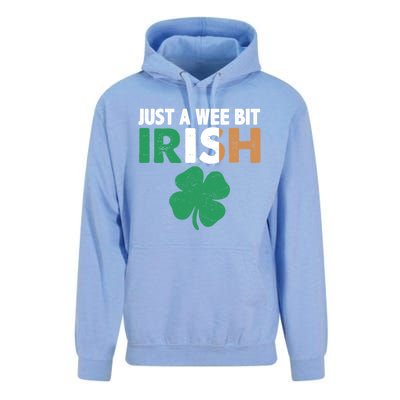 St Patrick's Day Just A Wee Bit Irish Ireland Flag Shamrock Great Gift Unisex Surf Hoodie