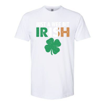 St Patrick's Day Just A Wee Bit Irish Ireland Flag Shamrock Great Gift Softstyle CVC T-Shirt