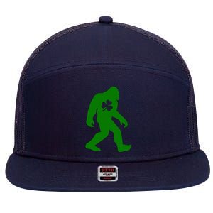 St Patricks Day Bigfoot Irish Sasqautch Saint Paddy's Gift 7 Panel Mesh Trucker Snapback Hat