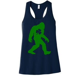 St Patricks Day Bigfoot Irish Sasqautch Saint Paddy's Gift Women's Racerback Tank