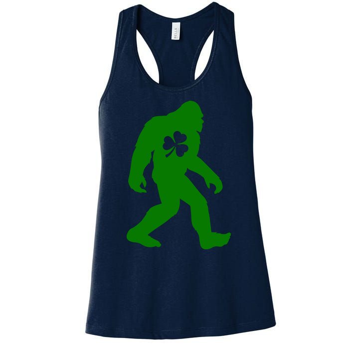 St Patricks Day Bigfoot Irish Sasqautch Saint Paddy's Gift Women's Racerback Tank