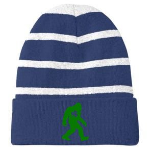 St Patricks Day Bigfoot Irish Sasqautch Saint Paddy's Gift Striped Beanie with Solid Band