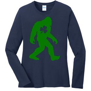 St Patricks Day Bigfoot Irish Sasqautch Saint Paddy's Gift Ladies Long Sleeve Shirt