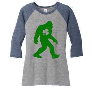 St Patricks Day Bigfoot Irish Sasqautch Saint Paddy's Gift Women's Tri-Blend 3/4-Sleeve Raglan Shirt