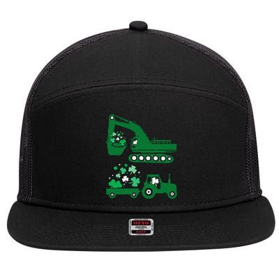 St Pattys Day Truck Vehicles Front Loader And Excavator 7 Panel Mesh Trucker Snapback Hat