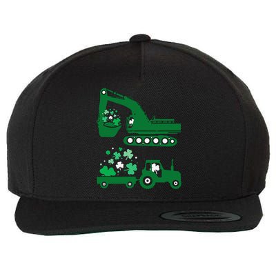 St Pattys Day Truck Vehicles Front Loader And Excavator Wool Snapback Cap