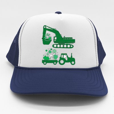 St Pattys Day Truck Vehicles Front Loader And Excavator Trucker Hat