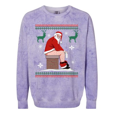 Santa Pooping Down The Chimney Ugly Christmas Sweater Meaningful Gift Colorblast Crewneck Sweatshirt