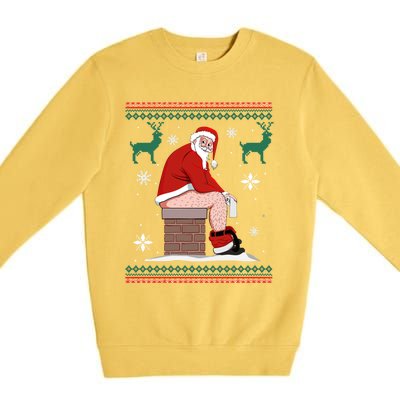 Santa Pooping Down The Chimney Ugly Christmas Sweater Meaningful Gift Premium Crewneck Sweatshirt