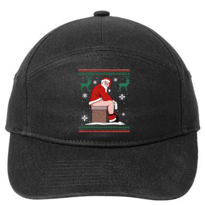 Santa Pooping Down The Chimney Ugly Christmas Sweater Meaningful Gift 7-Panel Snapback Hat
