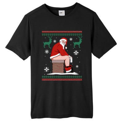 Santa Pooping Down The Chimney Ugly Christmas Sweater Meaningful Gift Tall Fusion ChromaSoft Performance T-Shirt