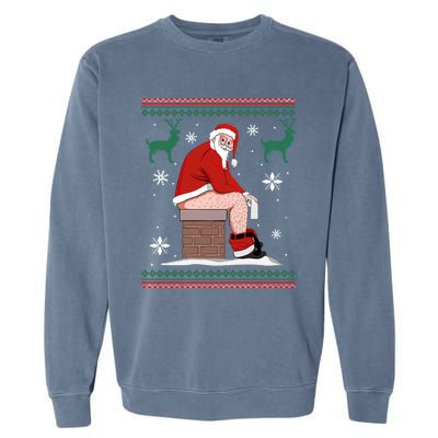 Santa Pooping Down The Chimney Ugly Christmas Sweater Meaningful Gift Garment-Dyed Sweatshirt