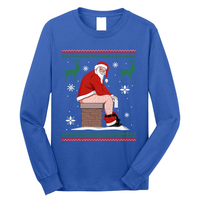 Santa Pooping Down The Chimney Ugly Christmas Sweater Meaningful Gift Long Sleeve Shirt