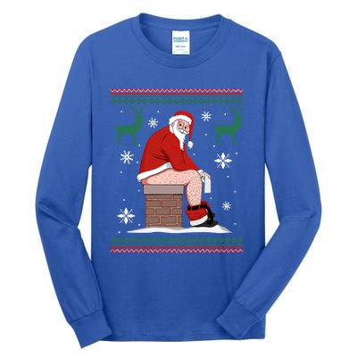 Santa Pooping Down The Chimney Ugly Christmas Sweater Meaningful Gift Tall Long Sleeve T-Shirt