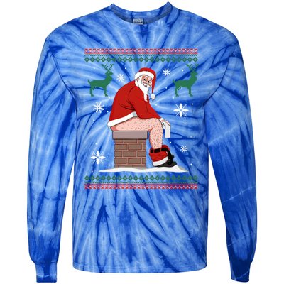 Santa Pooping Down The Chimney Ugly Christmas Sweater Meaningful Gift Tie-Dye Long Sleeve Shirt