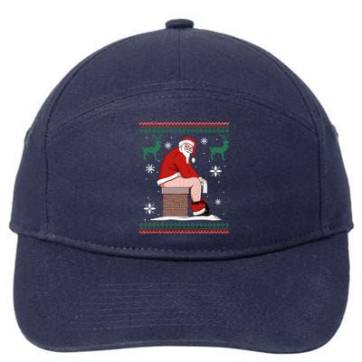 Santa Pooping Down The Chimney Ugly Christmas Sweater Meaningful Gift 7-Panel Snapback Hat