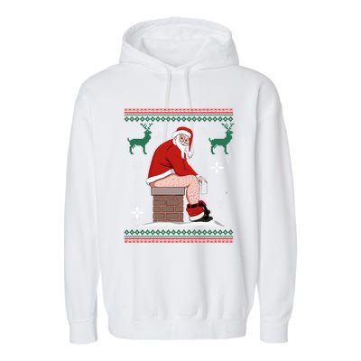 Santa Pooping Down The Chimney Ugly Christmas Sweater Meaningful Gift Garment-Dyed Fleece Hoodie