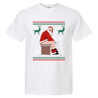 Santa Pooping Down The Chimney Ugly Christmas Sweater Meaningful Gift Garment-Dyed Heavyweight T-Shirt