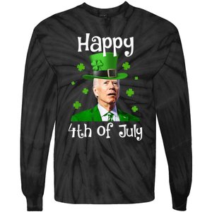 St Patricks Day Funny Happy 4th Of July Anti Joe Biden Tie-Dye Long Sleeve Shirt